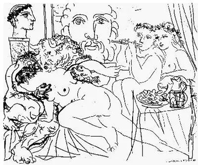 Minotaur Caressing a Woman Pablo Picasso